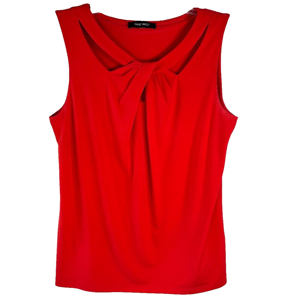 Nine West Red‎ Sleeveless Women's Top Neck keyhole no tags see measurements